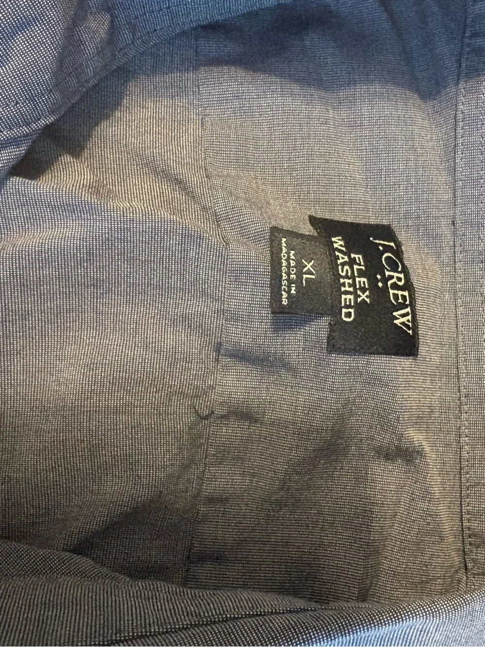 J. Crew Mens XL Classic Flex Washed Button Down Shirt Blue Stretch Oxford